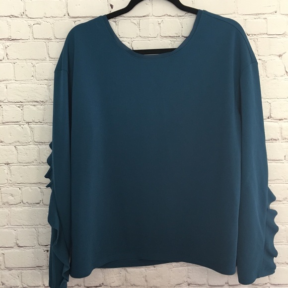 Bar III Ruffled Casual Long Sleeve Top Blouse - Picture 11 of 13